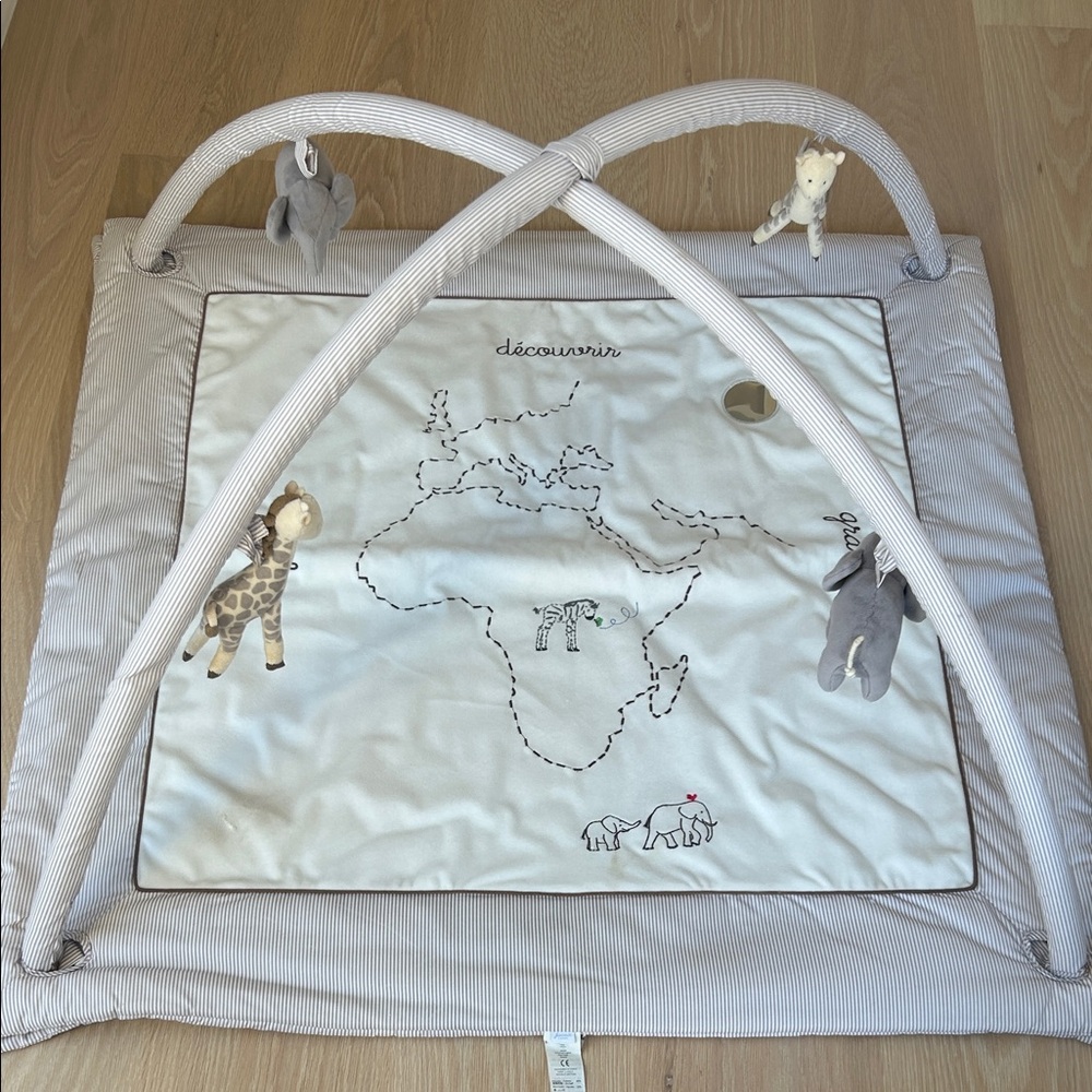 Jacadi Cream and Gray Animal Play Mat